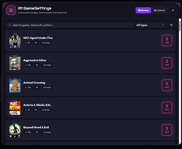 GameSettings Database